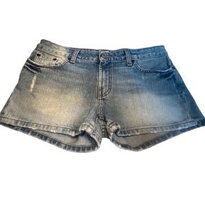 BKE Denim Recruit Women Shorts Size 29 Light Wash Distressed Low Rise Cotton Y2K